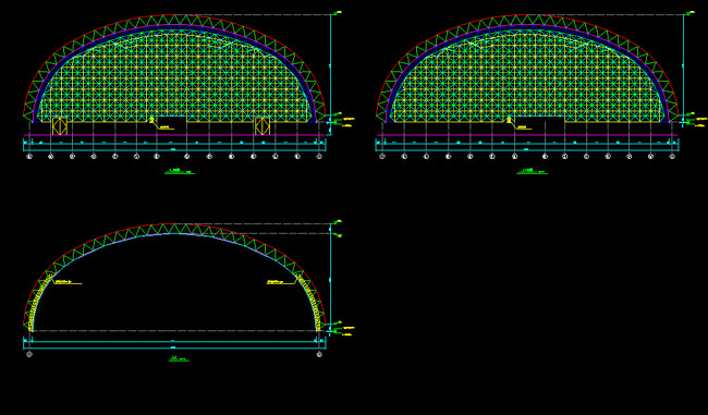 包头跨度110米，拱高35_7米煤棚网架